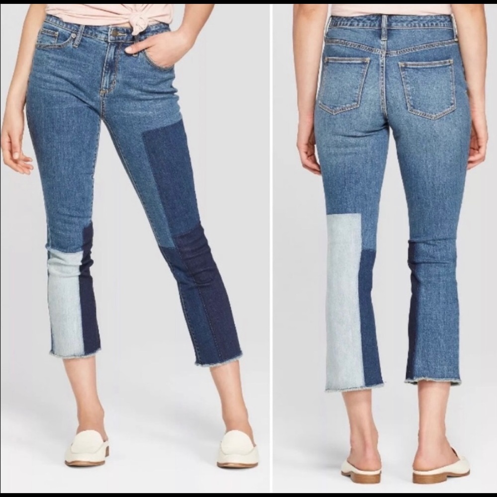 Universal Thread- High Rise Patchwork Jeans, Size… - image 4
